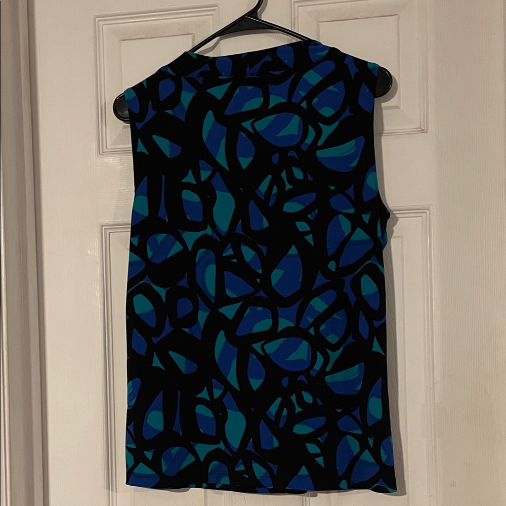 Calvin Klein Black and Blue Abstract Blouse - Picture 3 of 3